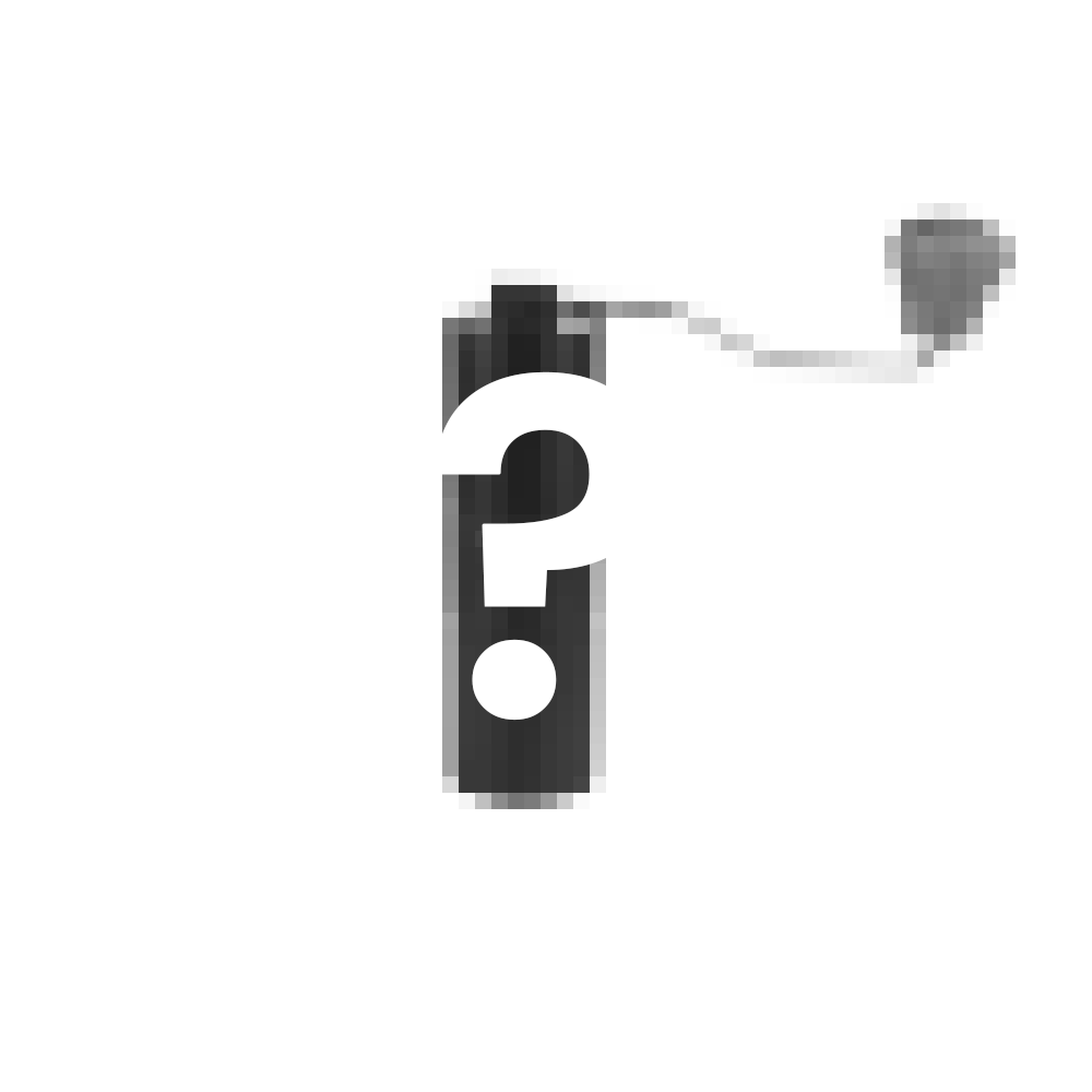 Graphic of hand coffee grinder with question mark symbol. 