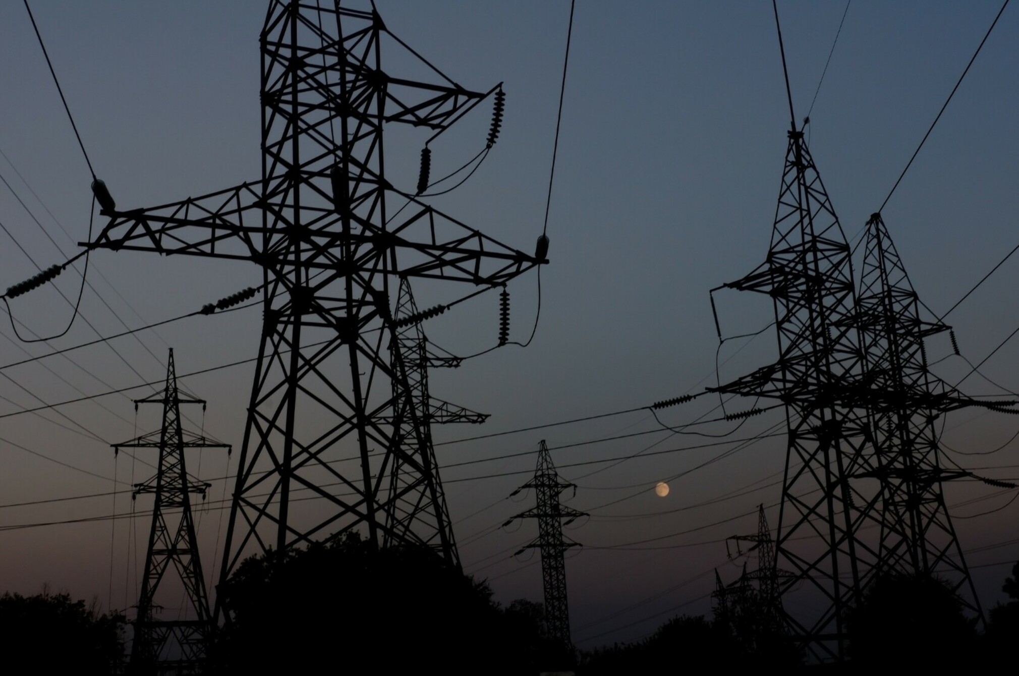 Power lines in the dark