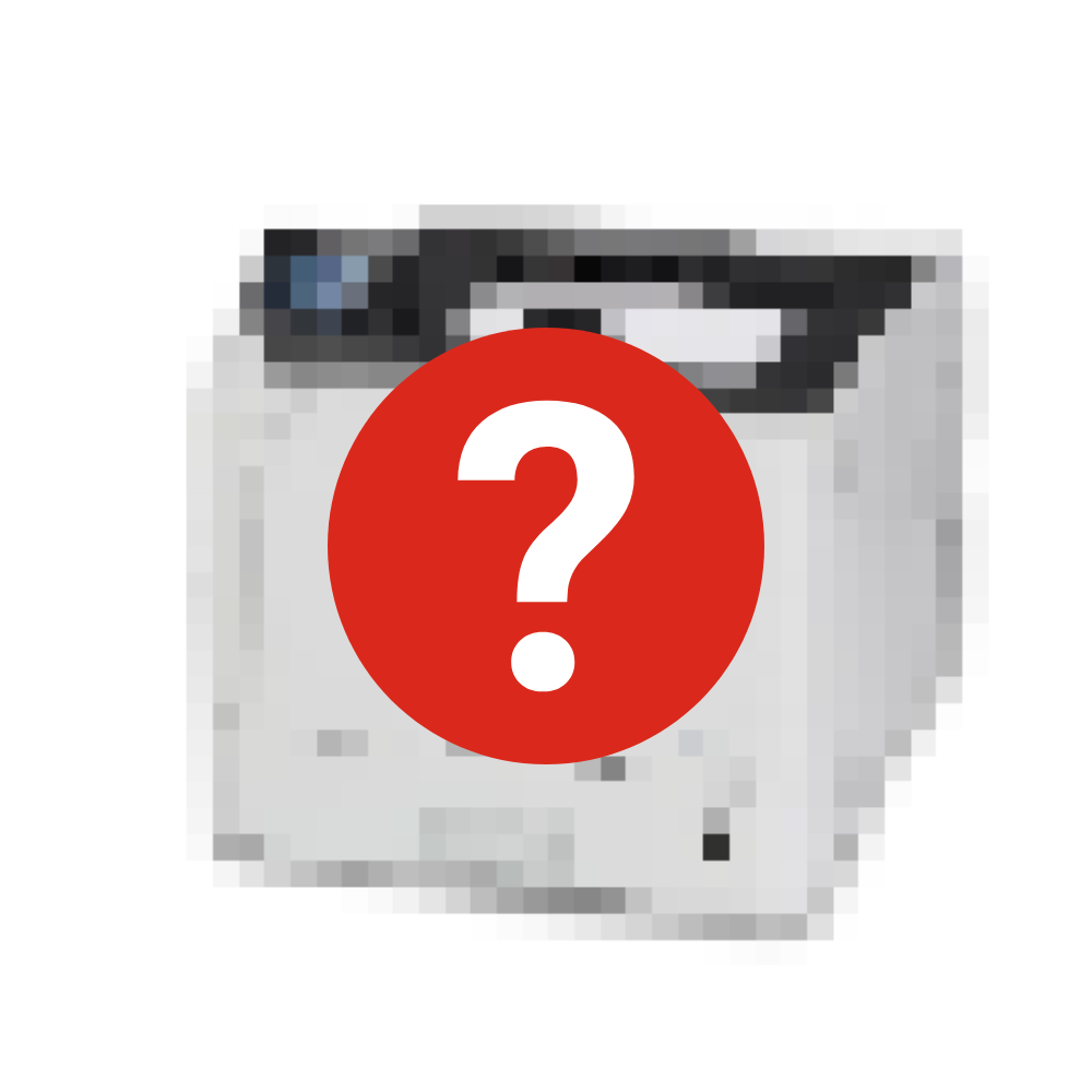 Graphic of printer with question mark symbol. 