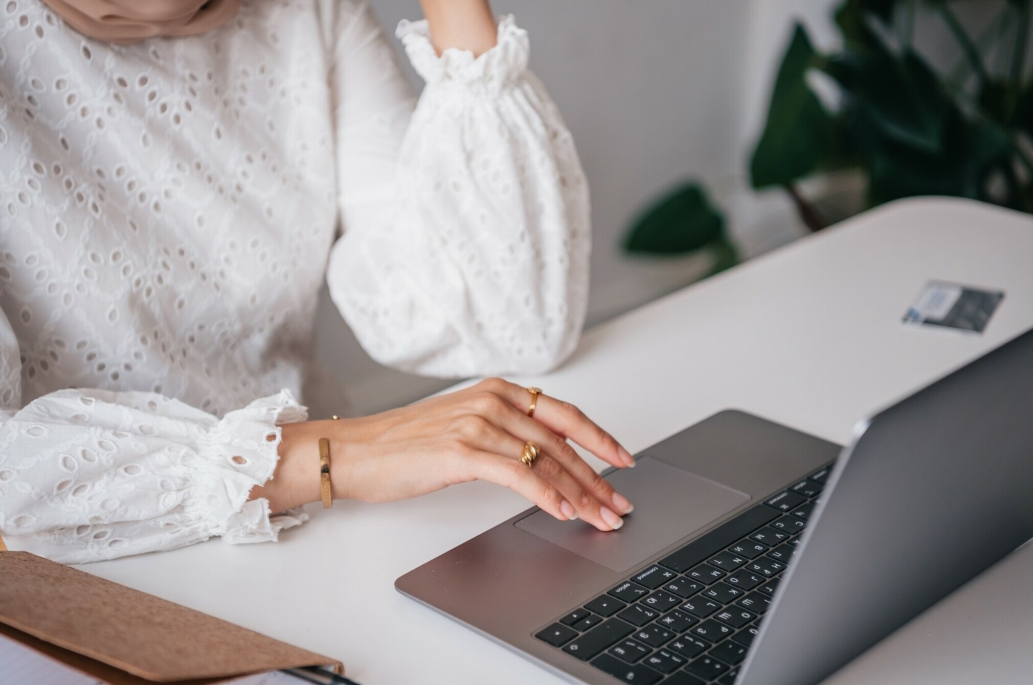 Woman using laptop
