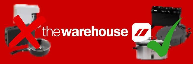 The Warehouse pixellated items showing don't buys and bargains.