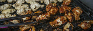 Chicken nibbles grilled on a Weber barbecue