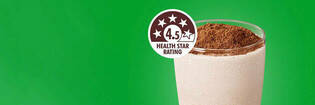 Glass of Milo with 4.5 health star rating