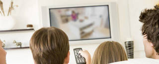 family watching television