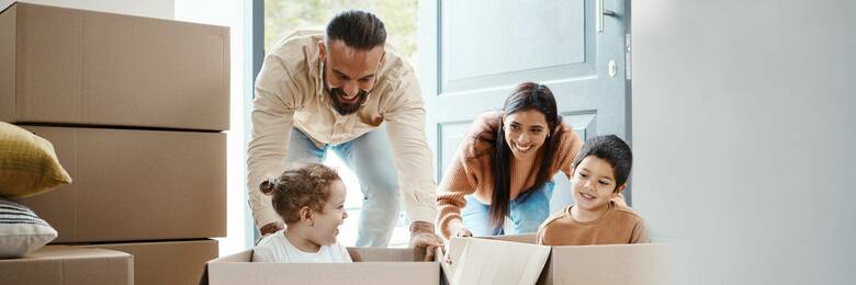 Family moving into a house